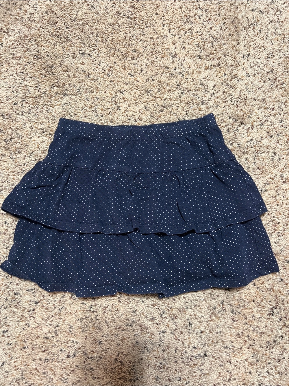 Girls  Navy Blue Polka Dot Tiered Mini Skirt